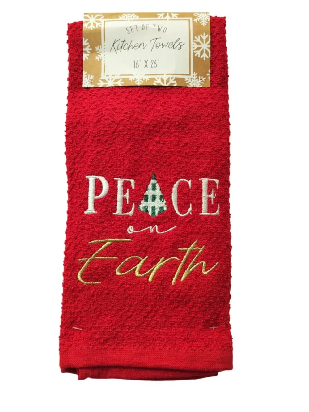 Kitchen Towels Holiday Set of 2 One Red and One Green Size 16